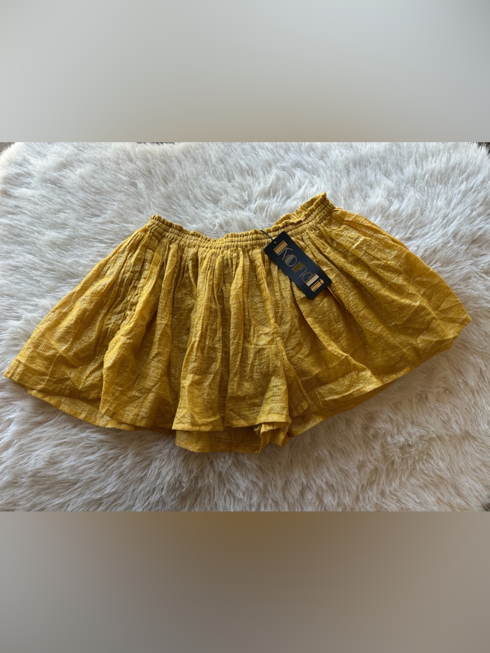 Suzi Kondi Metallic Mustard Gold Gathered shorts with pockets XS-S skater NWT - Picture 12 of 16